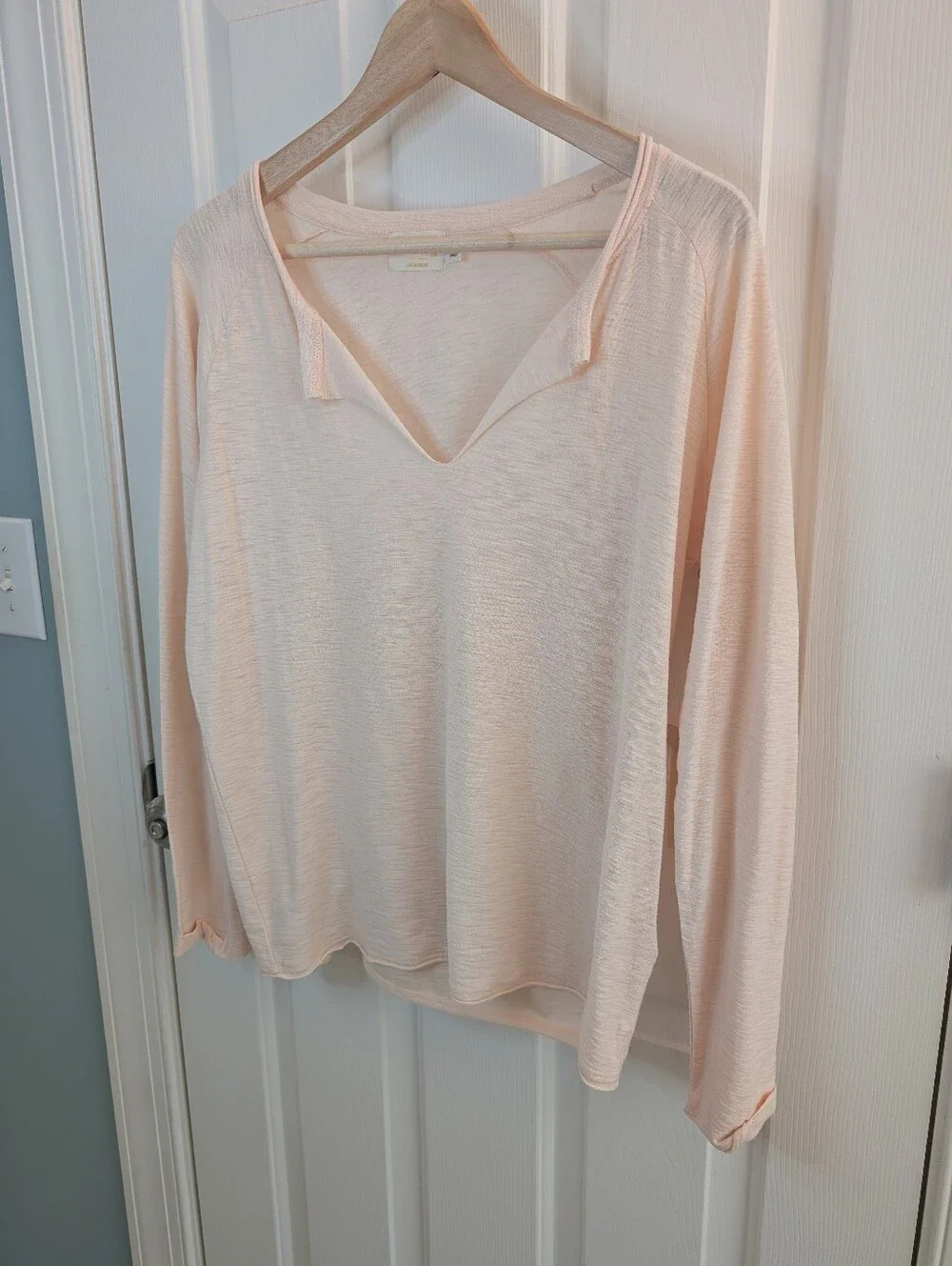 Nation LTD NEW Pima Cotton Long Sleeve Top Preach Pink Medium